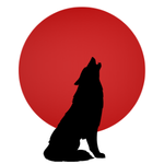 The Black Crag logo featuring a wolf silhouette over a red moon